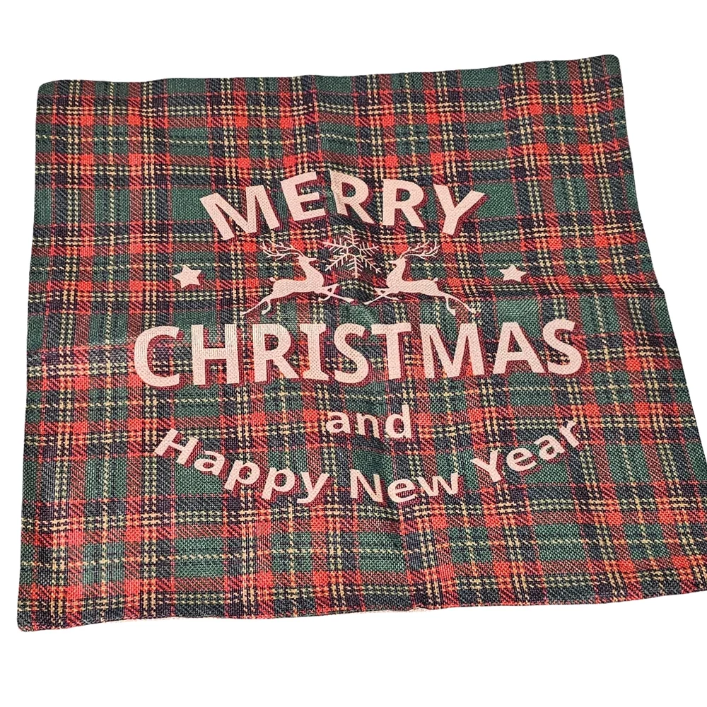 NWT Set of 4 Christmas Buffalo Plaid Pillow Covers 18x18 Home Decor